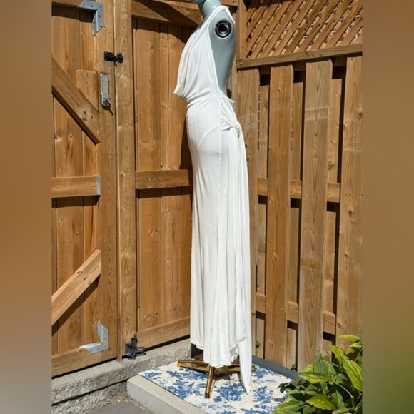 🆕 RAT & BOA 🧿 NWOT Winona White Slinky Cowl Neck Jersey Gown, Sz XS - Picture 5 of 16